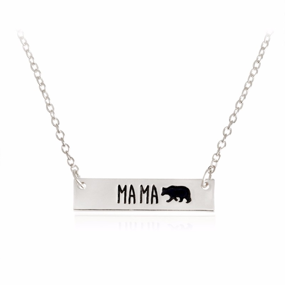 Mama Bear Silver Pendant Necklace - Picture 1 of 6